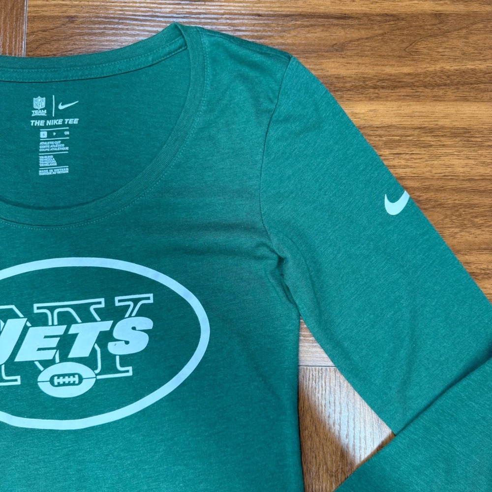 Nike NFL New York Jets Womens Green Long Sleeve Tri-Blend T-Shirt Scoop Neck - Picture 3 of 6